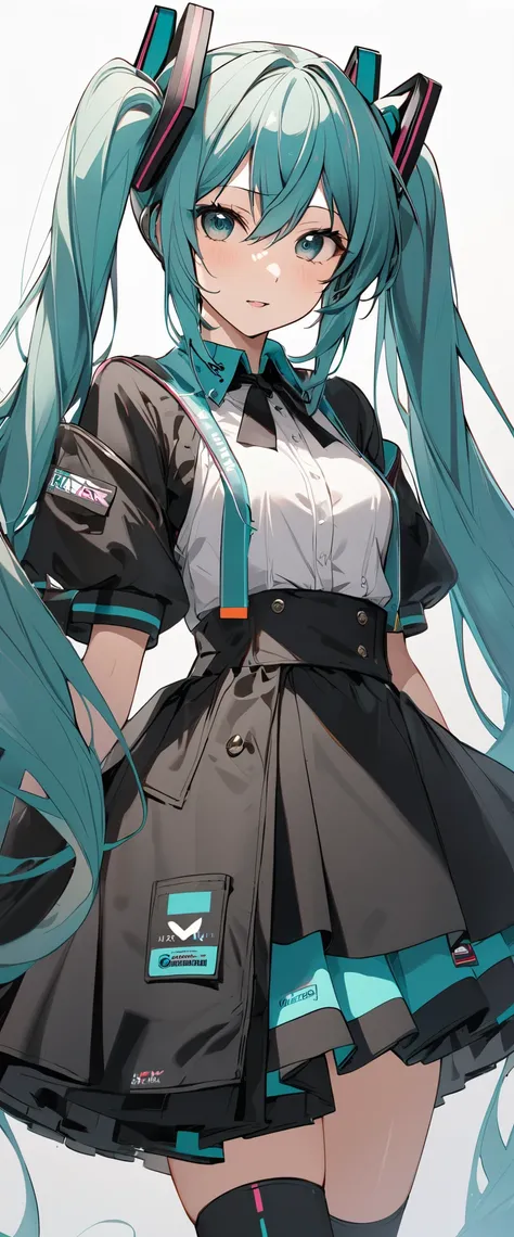 (Hatsune Miku&#39;s twin-tailed hair:1.9)、(masterpiece,最high quality,Ultra-high resolution),(((4 woman))),((((Light blue latex cheongsam、The edges of the costume are gold:1.8、The costume patterns are fantastic、Large vertical slit、Cute black lace decoration...