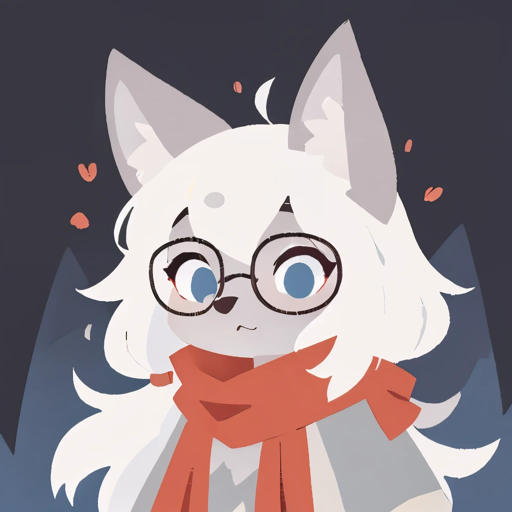 Wolf Girl，furry girl，Baby characteristics，White hair，Gray skin，Shawl，Glasses，