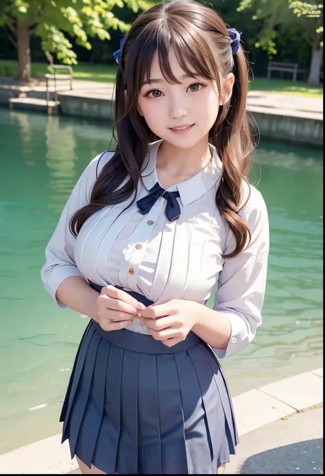 (Highest quality,masterpiece:1.3,Ultra-high resolution),(Very detailed、Caustics) (Realistic:1.4, RAW shooting、)Ultra-Realistic Capture、Very detailed、Natural skin texture、masterpiece、(A Japanese elementary school girl wearing a blouse and pleated skirt:1.3)...