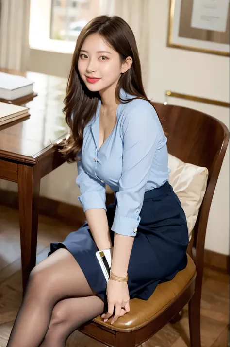 (((masterpiece))), (((best quality: 1.4))), ((super detailed: 1.4)) , woman in suit working in secretary office, but the suit sh...