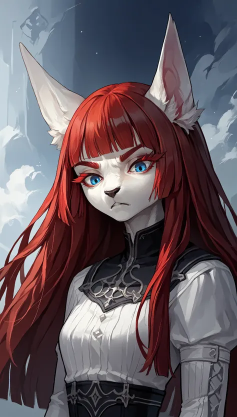 (zPDXL2), (PonyXLV6_Scores), source_anime, source_anthro, source_furry, Expressiveh, solo, three-quarter portrait, rating_safe, looking at viewer, asymmetric image BREAK

perfect eyes, perfect face, ultra detailed, blue eyes, determined, looking down, thic...