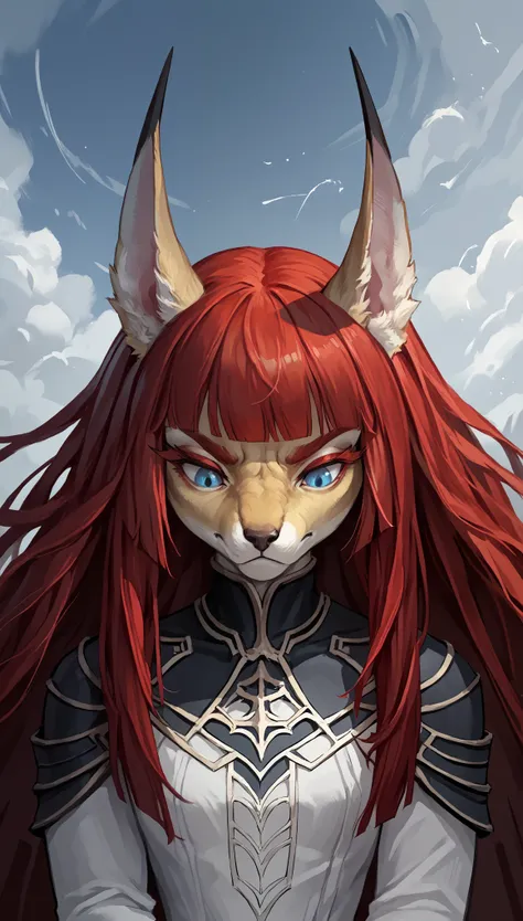 (zPDXL2), (PonyXLV6_Scores), source_anime, source_anthro, source_furry, Expressiveh, solo, three-quarter portrait, rating_safe, looking at viewer, asymmetric image BREAK

perfect eyes, perfect face, ultra detailed, blue eyes, determined, looking down, thic...