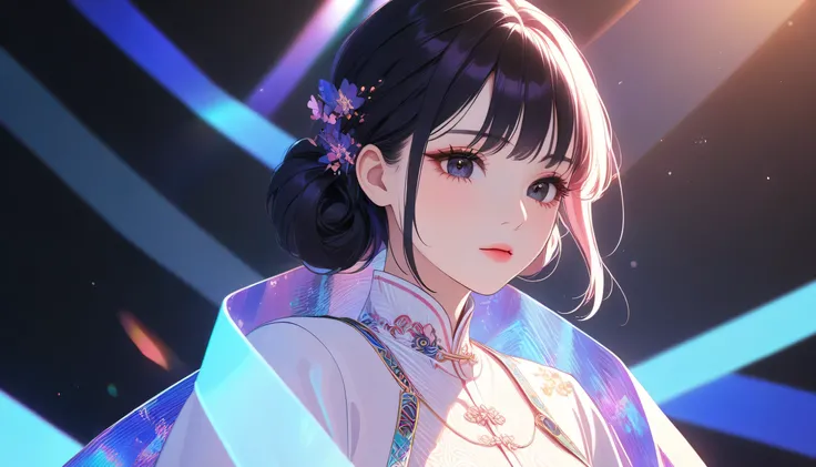 (masterpiece, Best quality:1.3), 1 Girl, Detailed facial information, Dark Eyes, Dark hair, Smiley Face, Pink cheeks, Beautiful and delicate lips, Long eyelashes, Delicate facial features, Rich in expression, Detailed skin texture, Vibrant colors, movie li...