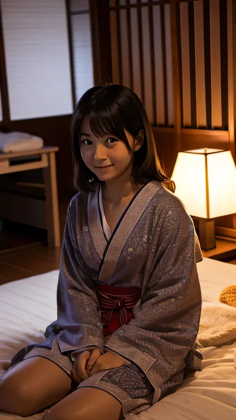 university student　Yukata　night　Inside the room