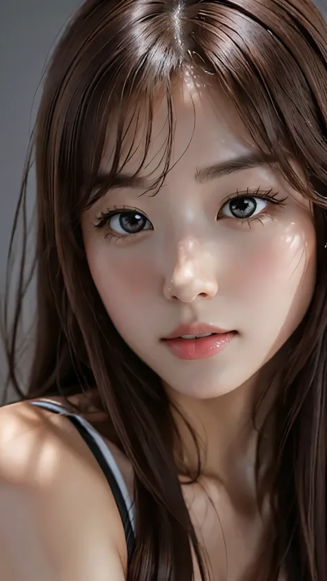 (Representative works: 1.3), (8k, Realistic, RAW Photos, Best image quality: 1.4), (20 year old beauty),Small Face, Beautiful Face, (Realistic Face),Natural Makeup、light makeup、 (Dark Brown, Long Hair: 1.3), Beautiful Hairstyles, Realistic eyes, Beautiful ...