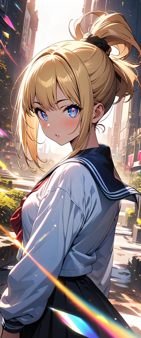 (beautiful girl: 1.3),1girl,masterpiece, Highest quality, Ultra-high resolution,rich contrast,super high quality,8k,Highly detailed CG unit wallpaper,texture,Incredibly absurd,Ultra-high resolution,RAW Photos,Highest quality anime,Depth of Field 1.2,(Blond...