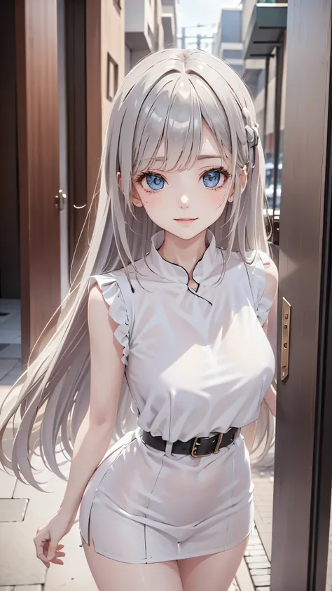 （（（ＳＦＷ、sound、Highest quality、First Class、masterpiece、Normal body、8k、Detailed face、Ultra-precision、Normal hand、Normal refer to、５refer to、Highest）））、beautiful girl、Silver Hair、[Strange Eyes（（Emerald、brown））、Shortcuts、Bobcut、High leg leotard、Colorful frill mi...