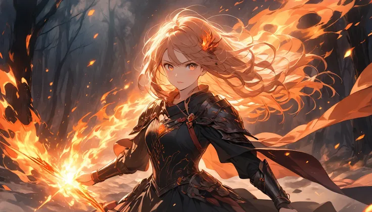 Prompt for a Mystical Girl Burning with Determination:
Scene Description: A young, fierce anime girl stands in a powerful, determined pose. Her eyes glow with an intense inner flame, her expression filled with unwavering resolve. Her whole body is envelope...