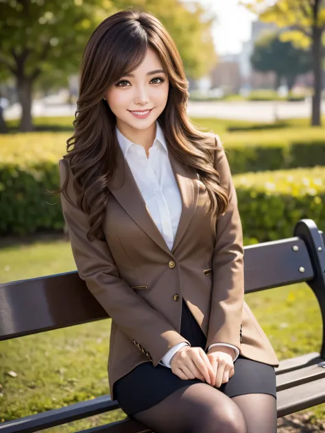 masterpiece, Best Quality, Realistic, Very detailed, finely, High resolution, 8K wallpaper, 1. Beautiful woman,, Light brown messy hair, Wearing a business suit, Short Harp Focus, Perfect Dynamic Configuration, finelyて美しい目, Thin Hair, Detailed and Realisti...