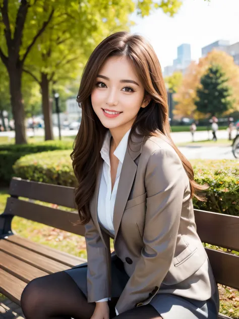 masterpiece, Best Quality, Realistic, Very detailed, finely, High resolution, 8K wallpaper, 1. Beautiful woman,, Light brown messy hair, Wearing a business suit, hort Harp Focus, Perfect Dynamic Configuration, finelyて美しい目, Thin Hair, Detailed and Realistic...