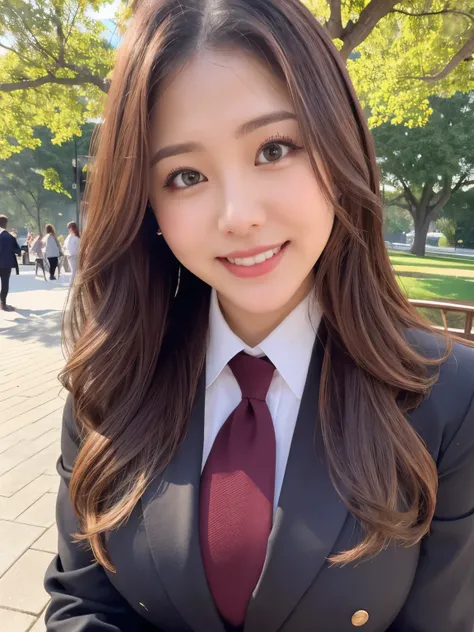 masterpiece, Best Quality, Realistic, Very detailed, finely, High resolution, 8K wallpaper, 1. Beautiful woman,, Light brown messy hair, Wearing a business suit, hort Harp Focus, Perfect Dynamic Configuration, finelyて美しい目, Thin Hair, Detailed and Realistic...