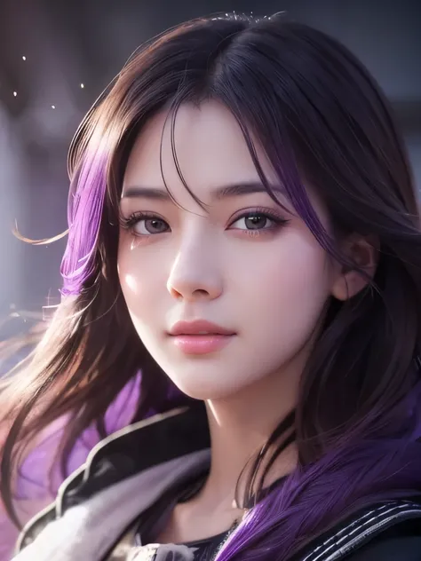 Happy girl, Center, Looking at the camera, Approaching perfection, dynamic, Shades of purple, Very detailed, DIGITAL PAINTING, artステーション, コンセプトart, , Sharp focus, Illustration, art, Detailed face, 8K RAW photo, 