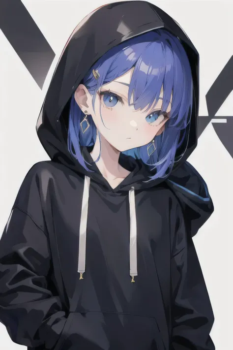 One person、Earrings、hoodie、wearing a hood、Stylish