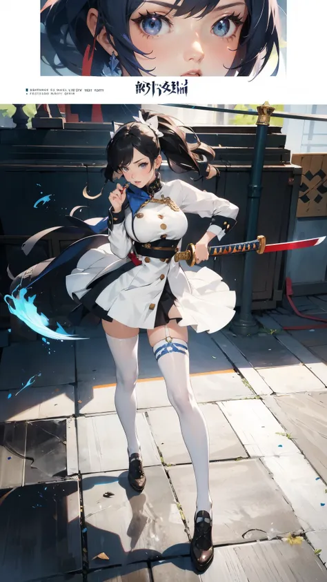 anime - style illustration of a woman in a black and white outfit, katana zero video game character, official character art, trending on cgstation, azur lane style, e-girl, e - girl, cushart krenz key art feminine, full body, female action anime girl, 