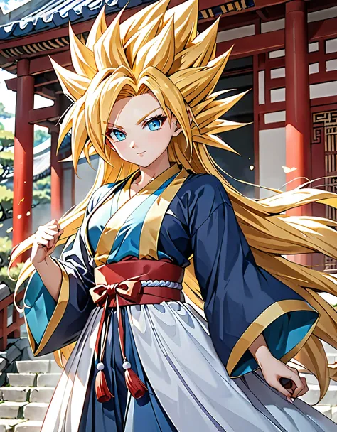 1girl, (super saiyan:1.3),hanfu, 