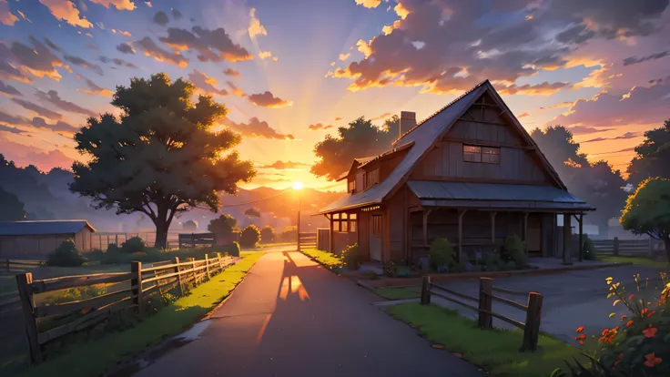 lofi landscapes anime farm sunset 