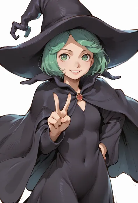 score_9, score_8_up, score_7_up, source_anime break, 1girl, solo, white background, schierke, bob cut, green hair, green eyes, w...