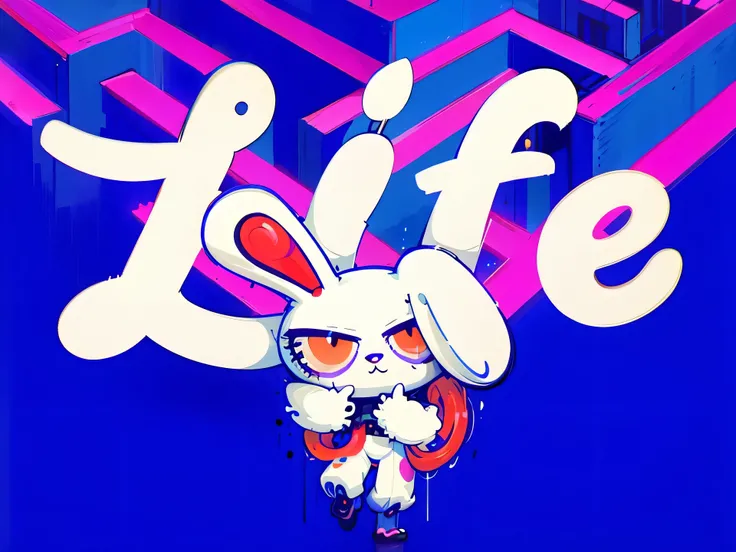 a close up of a cartoon bunny with a heart in its hand, no life, unlife, liflike, life like, the life, takashi murakami art style, daily life, anti life, after life, life meaning, lisa frank & sho murase, life, re life, (((luke chueh))), life-like, night l...