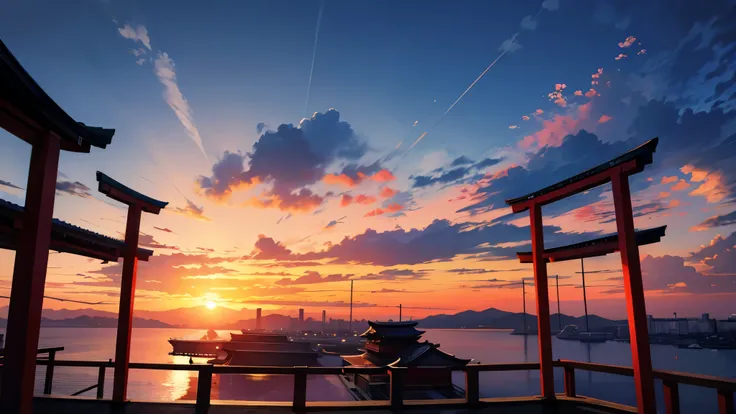 Fantastic Japanese sunset scenery