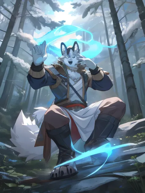 White Wolf，magic，forest, by littleblackalas 