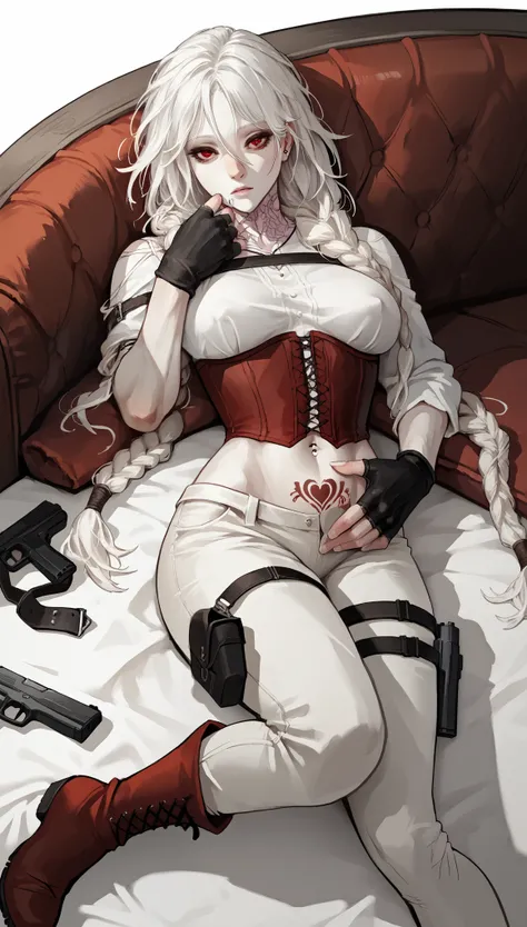 (zPDXL2), (PonyXLV6_Scores), source_anime, source_anthro, source_furry, Expressiveh, solo, three-quarter portrait, looking at viewer, rating_explicit, asymmetric image BREAK

(1girl), (sexy woman), (albino, white girl, red eyes, mother), hearts and souls, ...