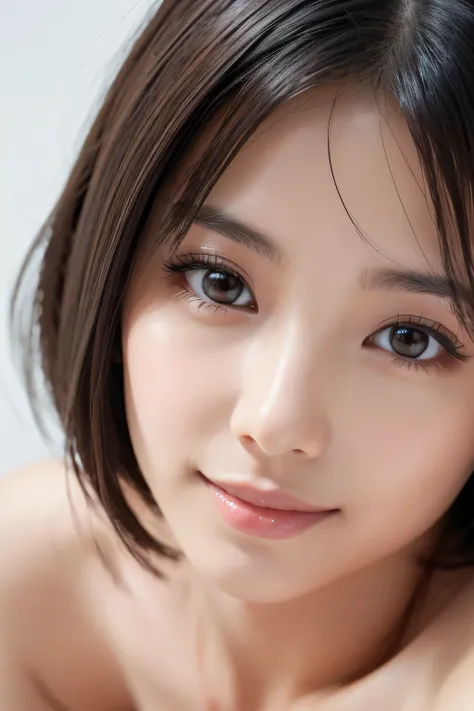 Serum website, A somewhat intellectual look, dress, Best Quality, Very detailed, Super detailed, High resolution, Absurd, Facing forward, Very beautiful Japanese women, 40 years old, Apply beauty serum, Smiling at the camera, Minimalist white background, V...