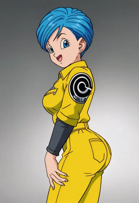 source_anime, score_9, score_8_up, score_7_up, anime screencap,8k, from aside, absurd res, bulma, 1girl, solo, breasts, smile, s...