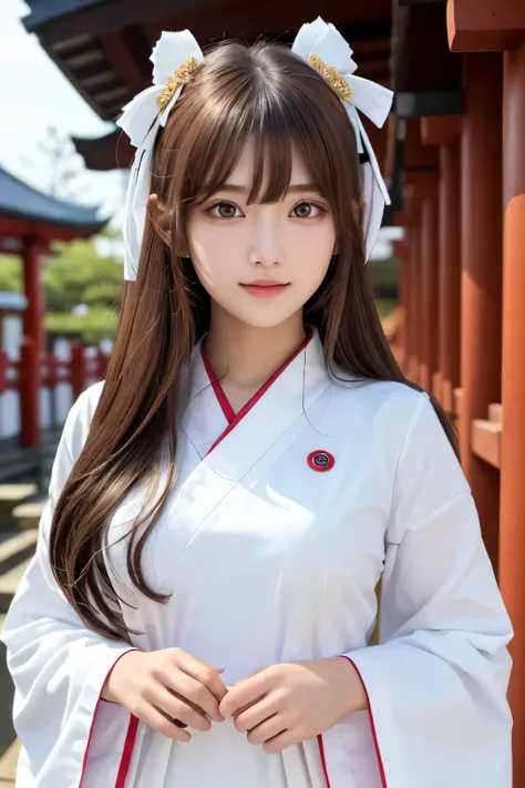 1girl, (a beauty girl, delicate girl, beautiful girl:1.3), (16yo:1.3),
break, (white shrine maiden costume:1.3), 
break, (Inari Shrine, Torii background:1.2),
break, very fine eyes, (symmetrical eyes:1.3),
break, (flat breasts:0.5), (round face, baby face)...