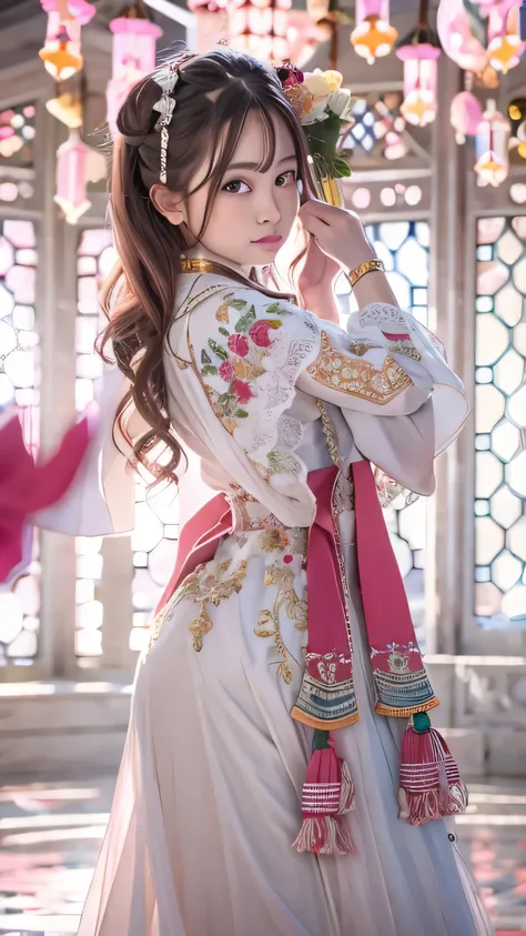 There&#39;Cartoon girl in dress, china dress, hanbok apron, Chinese Costume, chinese traditional clothing, Close-up - view, hanbok, wearing ancient Chinese Costume, with ancient Chinese Costume, palace, Girl wearing Hanfu, White Hanfu, china dress, Kitten ...