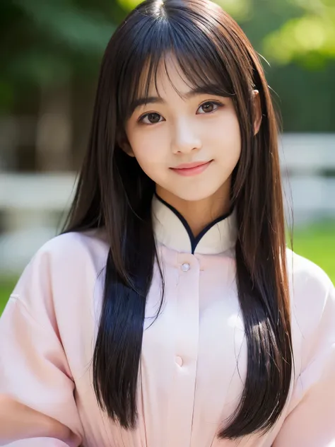 (Best-quality, Masterpiece, Ultra-High-Resolution, (Photorealistic:1.4), Raw Photo, depth of field, professional lighting), 1girl, the most famous 15-years-old Japanese-idol, wearing light-pink clothes with adorable-design, ((((extremely lovely and extreme...