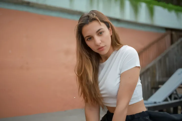 ludivine has a drink at the beach