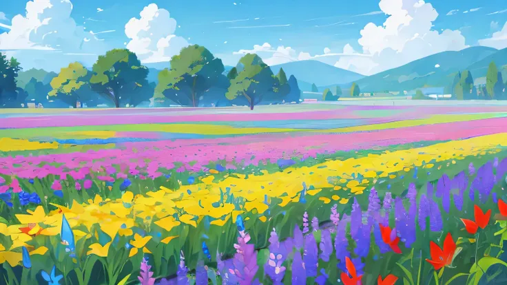 blue sky,flower field,nature