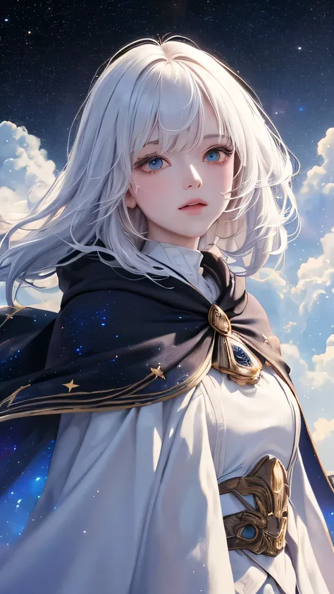 ((masterpiece)), (((best quality))), ((ultra-detailed)), ((illustration)),[realism light effect],shadow,(Fantasy style),(white background:1.6), simple background, (earth theme),(a cloak)[(hair focus,((1girl)),[(big slime hair): (cloud hair):0.3], (hair on ...