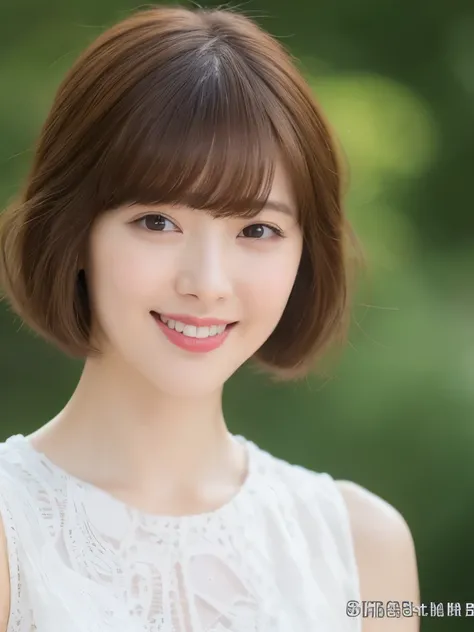 ((Best Quality, 8K, Masterpiece: 1.3)), 1 Girl, Slim Abs Beauty: 1.3, (Hairstyle Brown Hair Shortcut, Big: 1.2), Dress: 1.1, Super Slender Face, Delicate Eyes, Double Eyelids, Smile, Home, Raw Photo