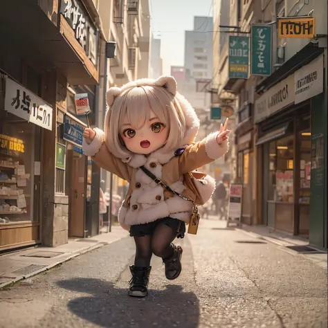 
Chibi the tanuki girl runs around town