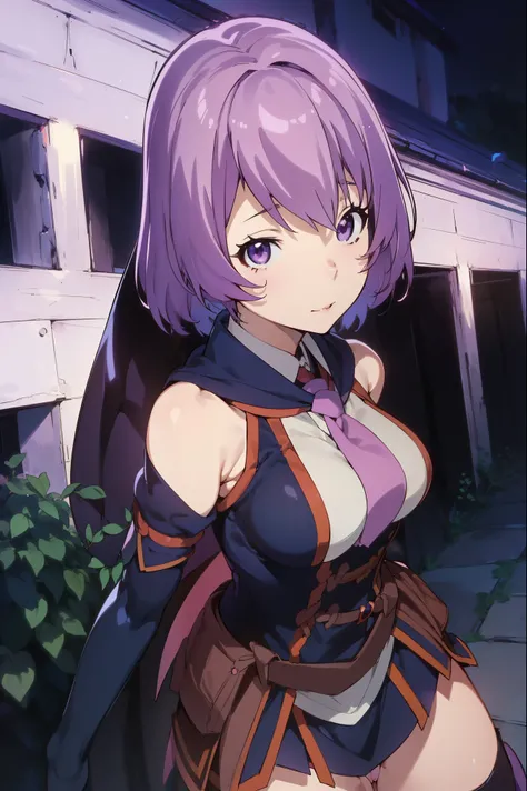 nsfw,(((One person女の子,One person,Sex,Vaginal ))),Grimgarshihor, Shihoru, short hair, Purple Hair, (Purple eyes:1.1),
break skirt, thighhighs, gloves, Have, bare shoulders, Purple Hair, Sleeveless, witch Have,
break looking at viewer,
break outdoors,
break ...