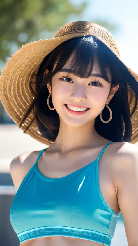 Shiny skin、Slender body、Good style、Black Hair、Hair Collection、(bangs:1.2)、Laughter、cute、young、cute faces、A vivid face、Beautiful eyes、Order the sauce、Exquisite embroidery、Earrings、(Hair accessories:1.2)、eye、Cowboy Shot、Frontage、Athletic pose、、Outside the ho...