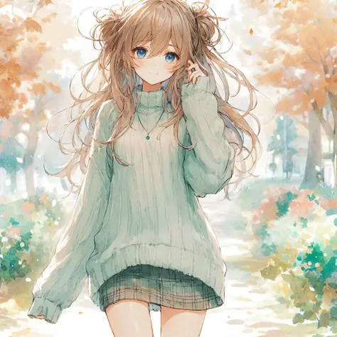 anime girls with long hair walking in a park with trees, cute anime girls, beautiful anime girls, pretty anime girls, anime girl...