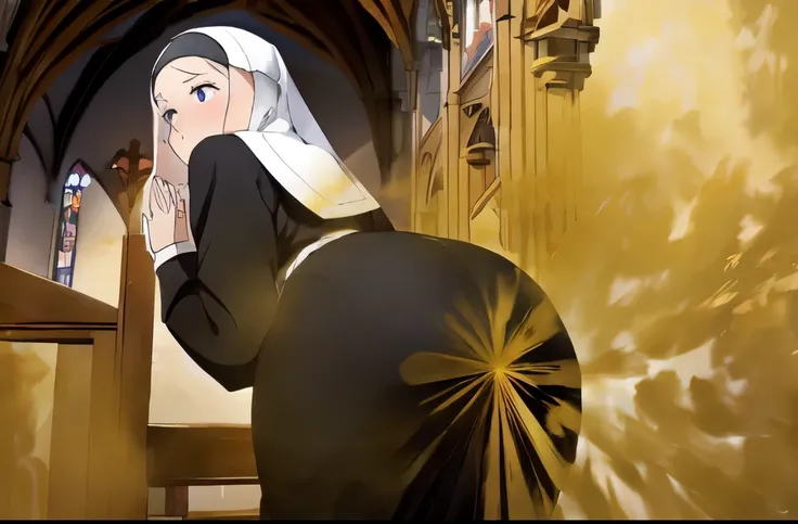 ((velocity)),Attacked by farts, (((Women farting))),(girl farting while praying in a church with a bunch of people),velocity,)(a female nun),(wearing a nun dress),(her butt facing screen)) (short blackhair),(Asian woman),(chapel ),(masterpiece:1.2、top-qual...