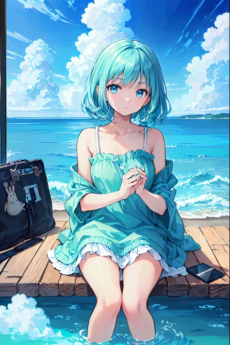 ((anime:1.4,Illustration)),(masterpiece, Best Quality, Best Quality),(Super detailed, The perfect solution),((16k, High resolution)), (((Tram, Seaside, blue sky, Cumulonimbus)) ((cozy lofi Illustration:1.4)), ((anime:1.4, Illustration)),(masterpiece, Best ...