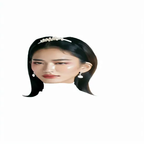 a woman with a white headband and pearl earrings, song hye - kyo, blackpink jennie, inspired by Jeong Seon, jia, inspired by Sim Sa-jeong, jossi of blackpink, south east asian with round face, patiphan sottiwilaiphong, portrait of jossi of blackpink, inspi...