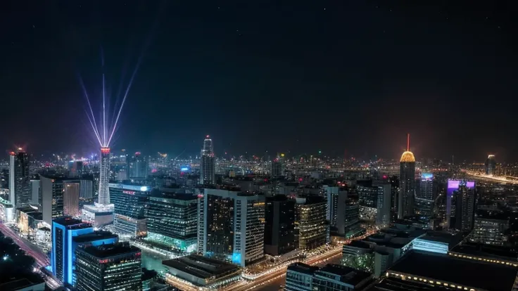 ambiente disco fever night in bangkok. 8k, lights, DJ, no people, skyline, lights da cidade, image 16:9, reality,