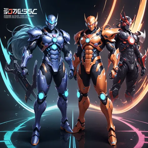 a drawing，A man in a colorful suit, an epic anime of a energy man, full body concept, cyber fight armor, ultra hyper-detailed, new costume concept design, Humanoid form, transforming into his final form, cyber japan style armor, ultra mega super hyper deta...