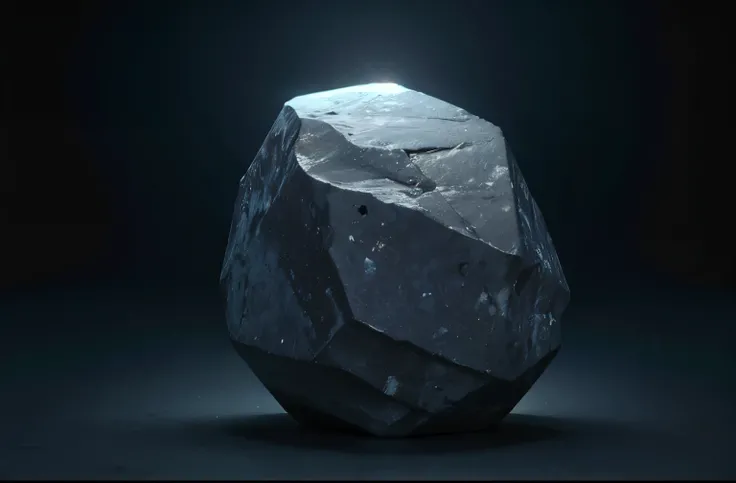 3D single rock on dark background