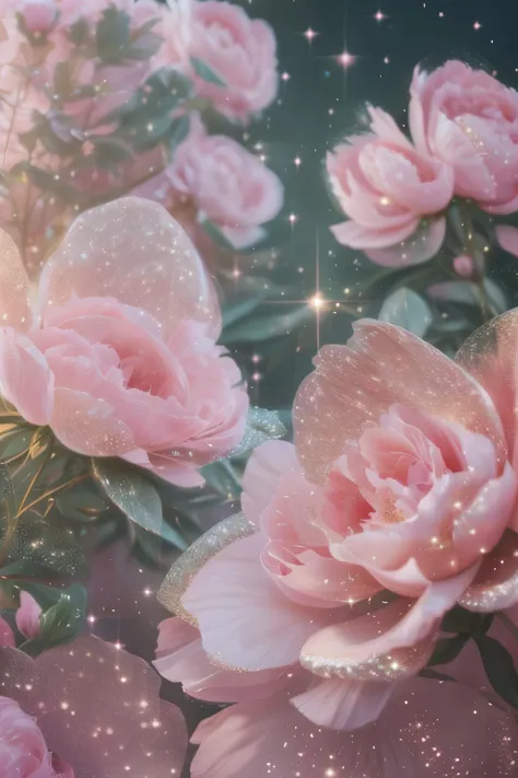 a photorealistic wallpaper, pinterest, peonies, rococo, dreamy aesthetic, fantasy aesthetic!, very magical and dreamy, with soft...