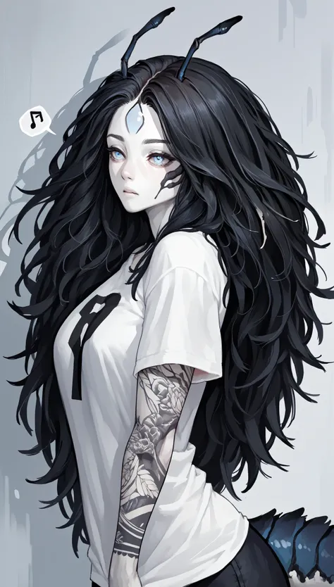 (zPDXL2), (PonyXLV6_Scores), source_anime, source_anthro, source_furry, Expressiveh, solo, three-quarter portrait, rating_questionable, asymmetric image, BREAK

1woman,Alien antennae, pale white skin ,Large, smooth tail pale white, solo, (tattoo symbols), ...