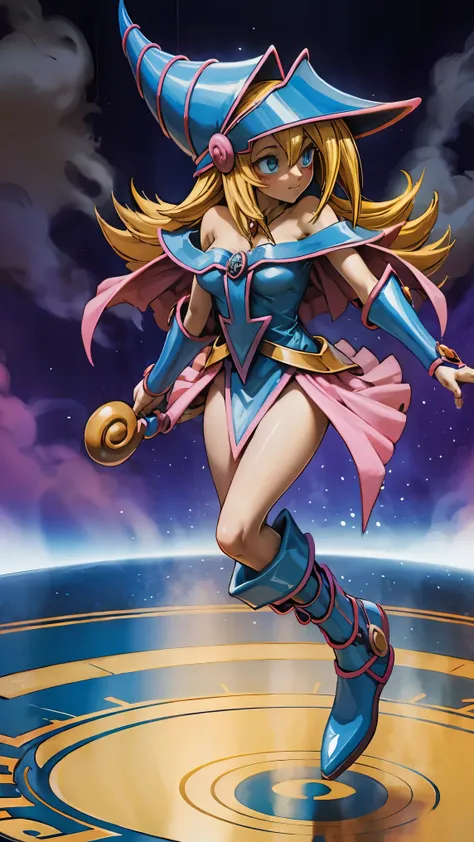 dark magician gils. leaving a magic circle. magia de corazones en el aire.ella tiene tacones. usa tacones