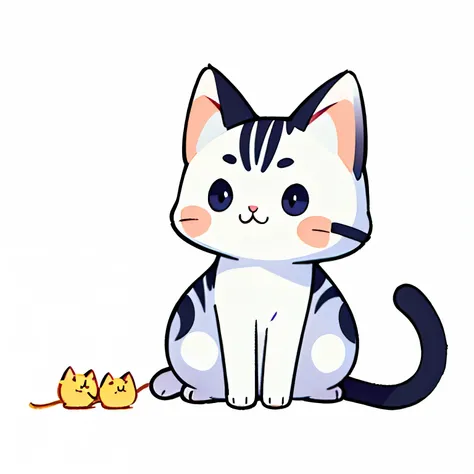 cat,Simple drawing,cute,EMOJI,white background,Shadowless,