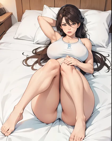  A Very Realistic Woman, thick legs, Fitness, big ass, lying in bed