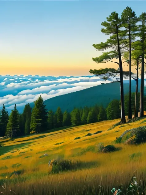 mountains with trees and fog in the distance, beautiful pine tree landscape, overlooking a vast serene forest, by Andrew Domachowski, spruce trees, new hampshire mountain, hemlocks, new hampshire, spruce trees on the sides, overlooking a valley with trees,...